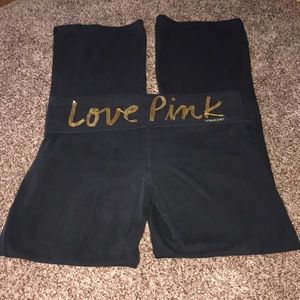 Women’s size L VS Pink Yoga Pants with Gold Accent